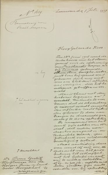 Bestand:Brief Wouda aan Van Gulik 1 juli 1919 deel 1.jpg